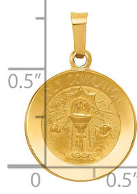 14k Polished and Satin Holy Communion Medal Hollow Pendant