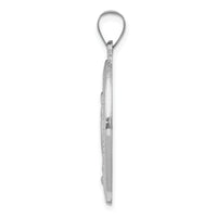 14k White Gold Polished/Satin Miraculous Medal Hollow Pendant