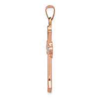 14K Rose Gold W/ White Rhodium Cross Pendant