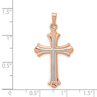 14K Rose Gold W/ White Rhodium Cross Pendant