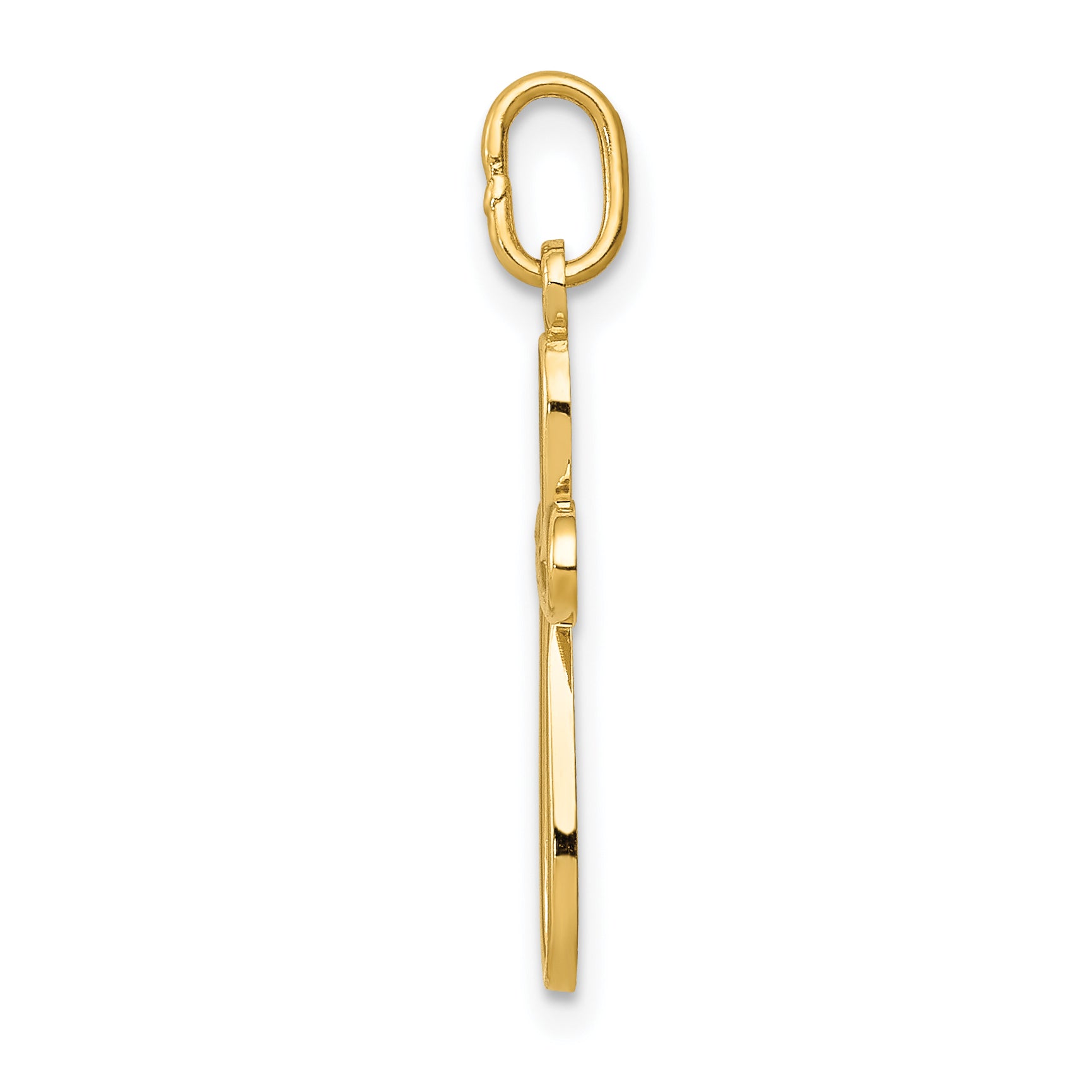 14k Gold Polished Small Ribbon Cross Pendant