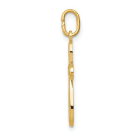 14k Gold Polished Small Ribbon Cross Pendant
