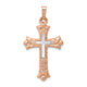 14K Two-Tone Budded Cross Pendant