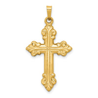 14k Polished Fleur de Lis Cross Pendant