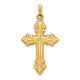 14k Polished Fleur de Lis Cross Pendant
