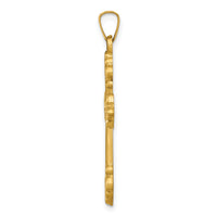 14k Polished Fleur de Lis Cross Pendant