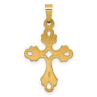 14k Polished Fleur De Lis Cross Pendant