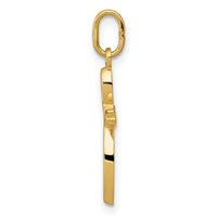 14k Gold Polished Small Ribbon Cross Pendant