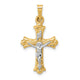 14k Two-Tone Polished INRI Crucifix Cross Pendant