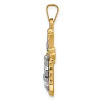 14k Two-Tone Polished INRI Crucifix Cross Pendant