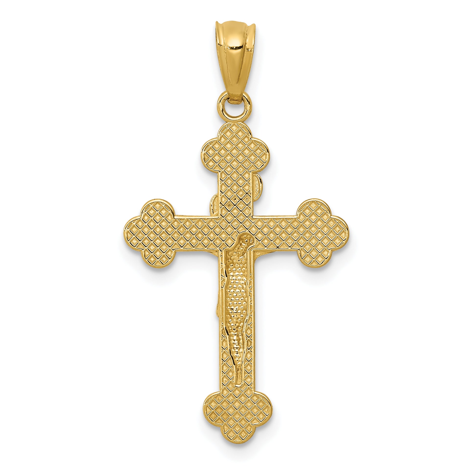 14k Gold Polished INRI Medium Crucifix Pendant