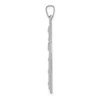 14k White Gold Polished and Satin w/Dots Cross Pendant