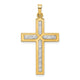 14K W/Rhodium Polished and Satin Cross Pendant