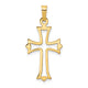 14k Polished Cut-out Fleur de Lis Cross Pendant