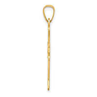 14k Polished Cut-out Fleur de Lis Cross Pendant