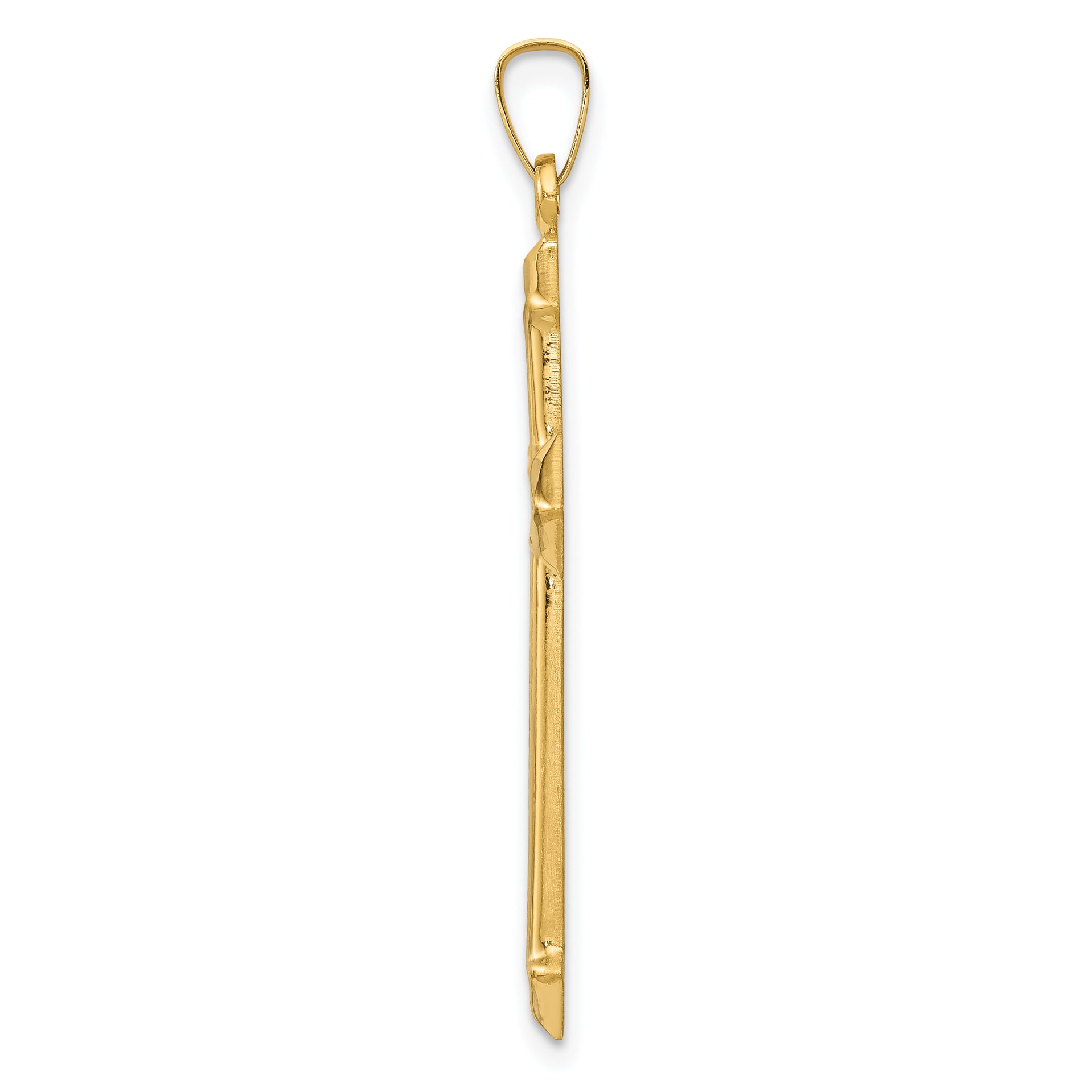 14k w/Rhodium Polished and Textured Passion Cross Pendant