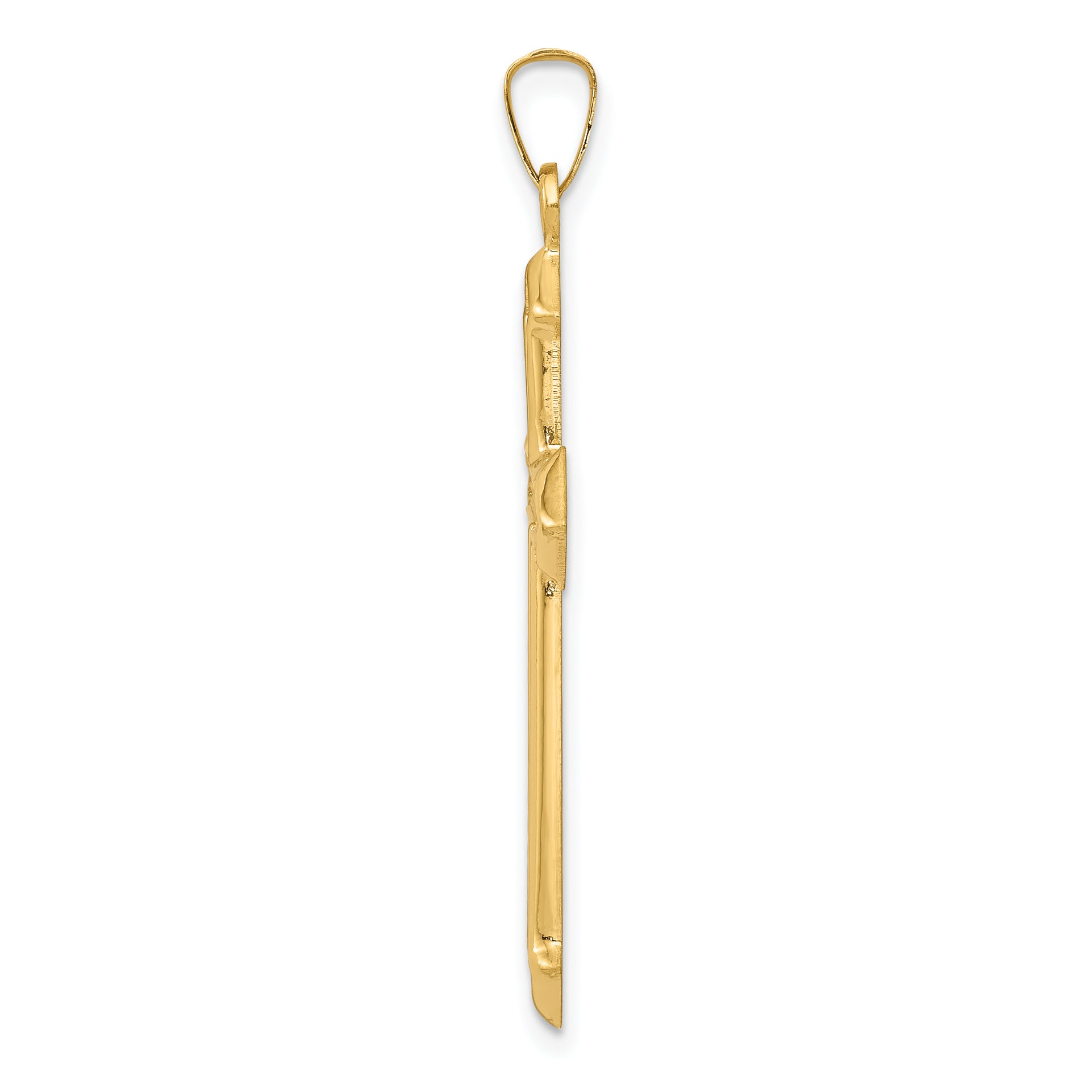 14k Polished and Textured Passion Cross Pendant