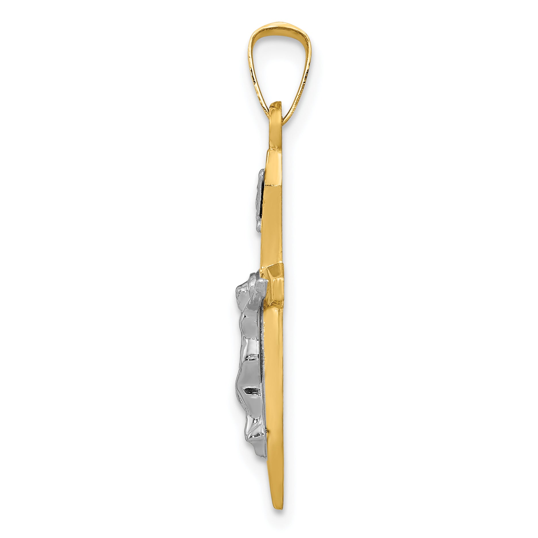 14k Two-tone Polished INRI Crucifix Pendant