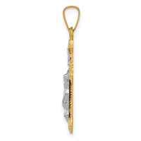14k Two-tone Polished INRI Crucifix Pendant