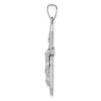 14k White Gold Polished INRI Crucifix Pendant
