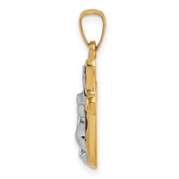 14k w/Rhodium Polished INRI Rounded Crucifix Pendant