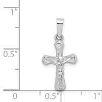 14k White Gold Polished INRI Rounded Crucifix Pendant