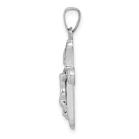 14k White Gold Polished INRI Rounded Crucifix Pendant