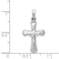 14k White Gold Polished INRI Rounded Crucifix Pendant