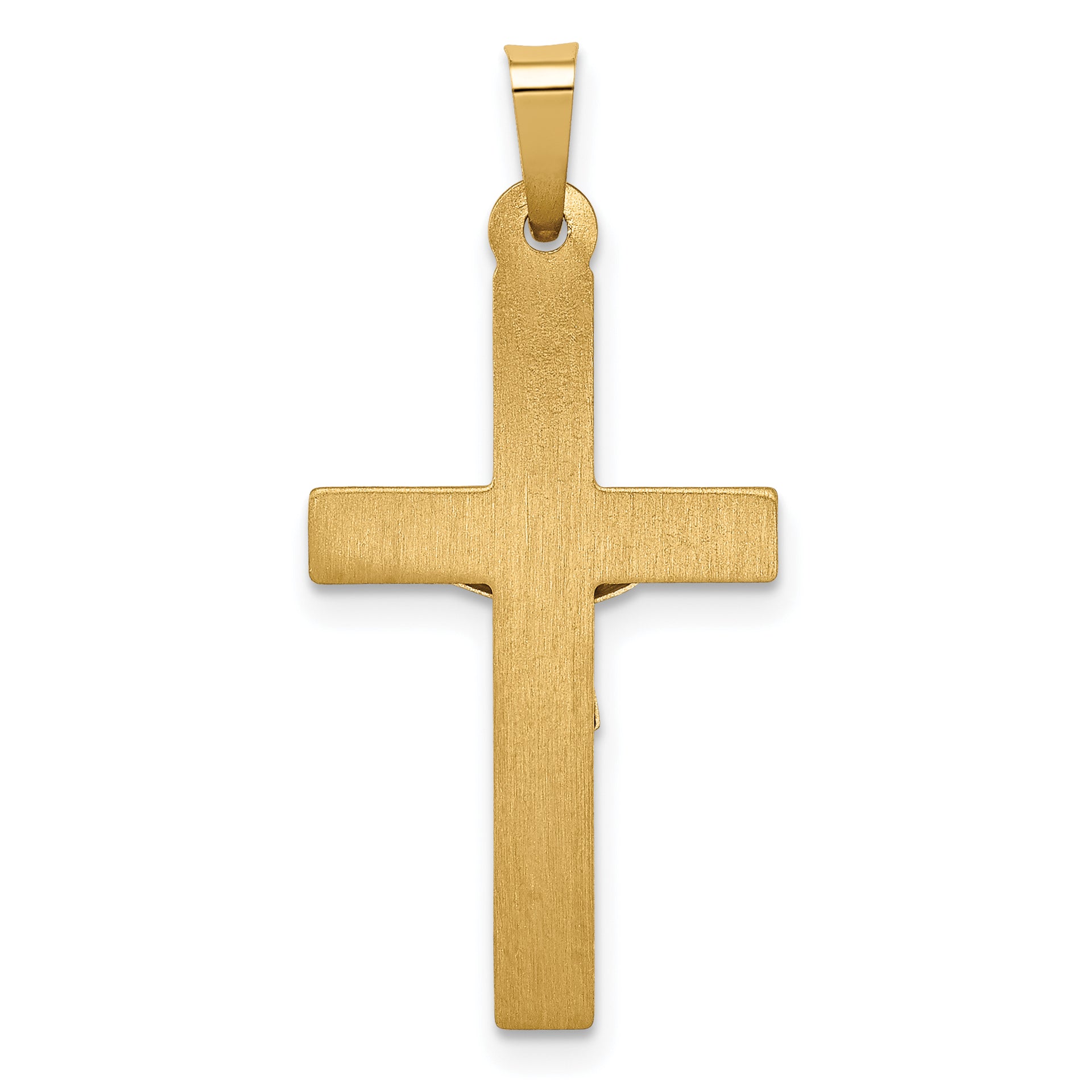 14k Two-tone Polished Lattice Textured INRI Crucifix Pendant