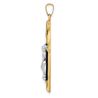 14k Two-tone Polished INRI Crucifix Pendant
