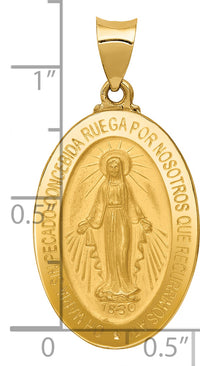 14k Polished and Satin Hollow Spanish Miraculous Medal Pendant