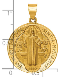 14K Polished/Satin St. Benedict Reversible Hollow Medal