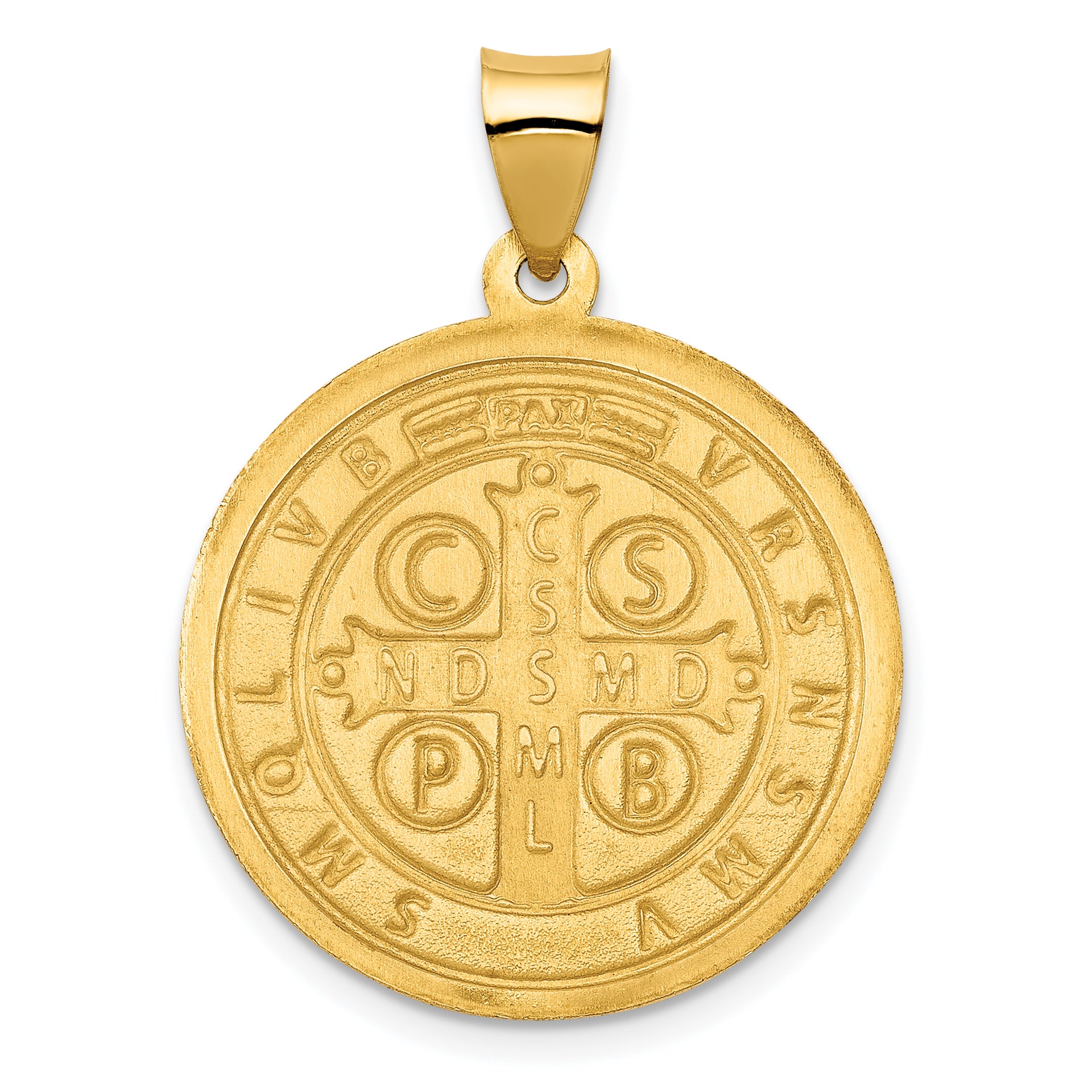 14K Polished/Satin St. Benedict Reversible Hollow Medal