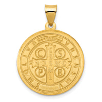 14K Polished/Satin St. Benedict Reversible Hollow Medal
