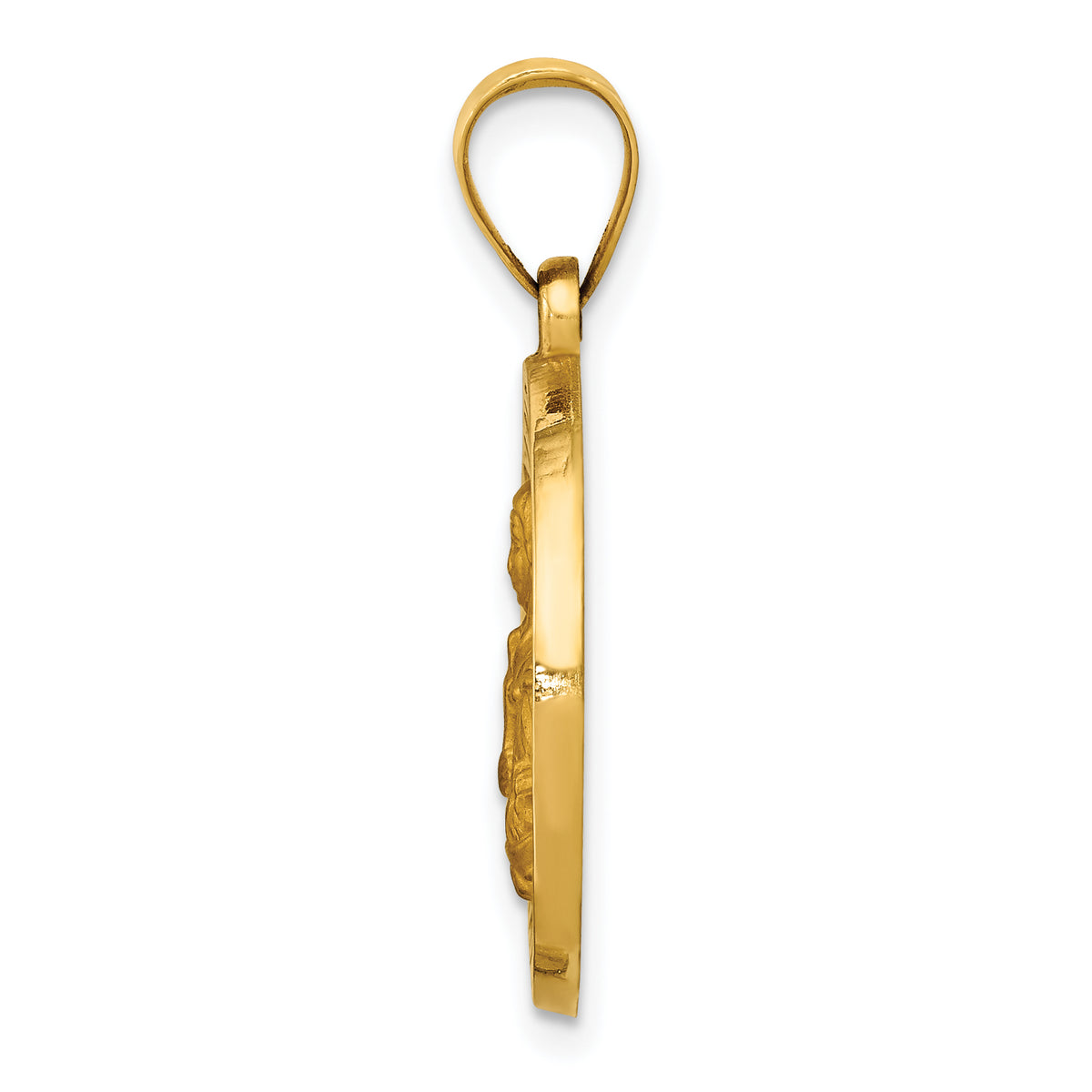 14K Polished/Satin St. Brigid Hollow Medal Pendant