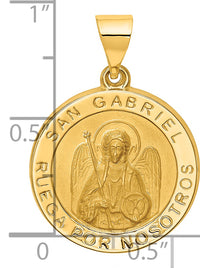 14K Polished/Satin Hollow Spanish St. Gabriel Medal Pendant