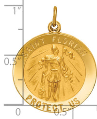 14k Solid Polished/Satin Round St. Florian Medal