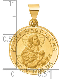 14k Hollow Polished/Satin Round St. Magdalena Medal