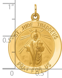 14k Solid Polished/Satin Medium Round St. Jude Thaddeus Medal