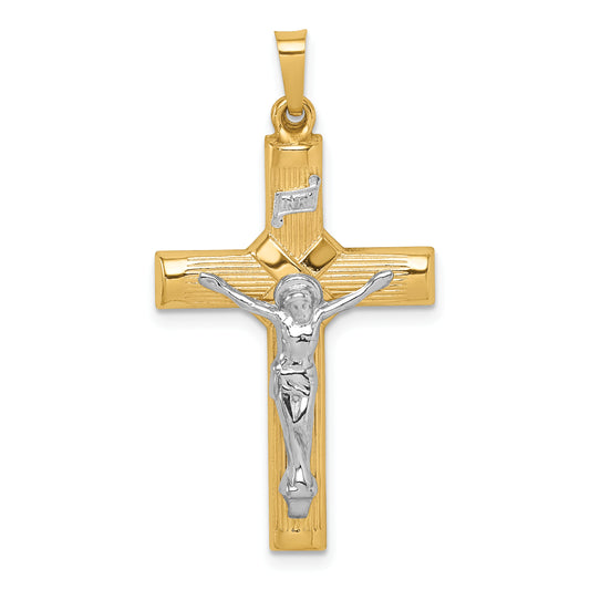 14k Two-tone Hollow Polished Center X Crucifix