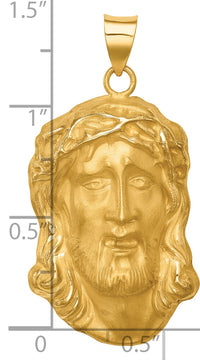 14k Hollow Polished/Satin Large Jesus Medal