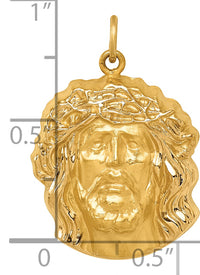 14k Hollow Polished/Satin Medium Jesus Medal