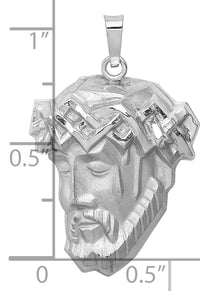 14k White Gold Hollow Polished/Satin Medium Jesus Medal