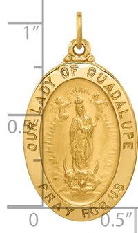 14k Solid Polished/Satin Oval Our Lady of Guadalupe Medal