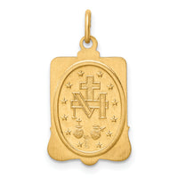 14K Solid Polished/Satin Rectangle Framed Miraculous Medal