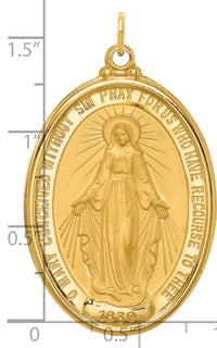 14k Solid Polished/Satin Extra Large Oval Miraculous Medal
