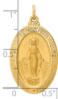 14k Solid Polished/Satin Medium Oval Miraculous Medal
