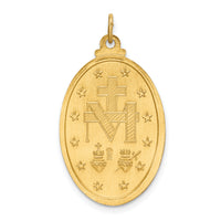 14k Solid Polished/Satin Medium Oval Miraculous Medal