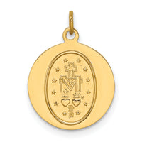 14k Solid Polished/Satin Round Miraculous Medal