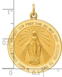 14k Solid Polished/Satin Round Miraculous Medal